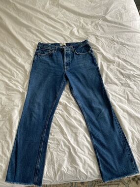 Agolde High-Rise Straight Leg Jeans in Dark Blue, size 29